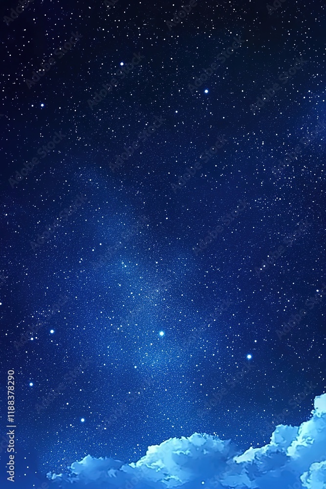 Fototapeta premium A starry night sky with the Milky Way, a mobile wallpaper with a dark blue background and white stars.