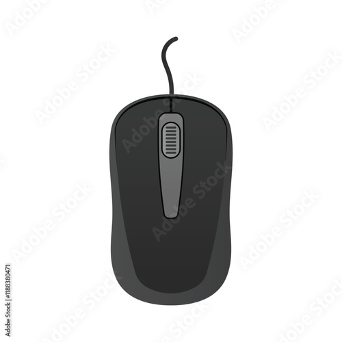 Wired computer mouse flat vector clip art design isolated on a white background