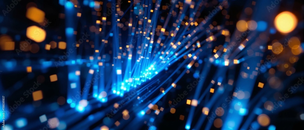 Naklejka premium Fibre optics carrying data through the internet.