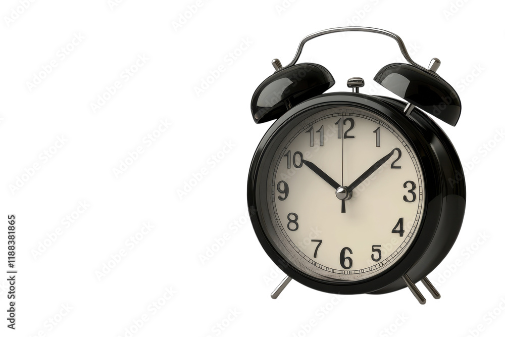 Elegant modern alarm clock isolated on a transparent background for design use Elegant modern alarm clock isolated on a transparent background for design use