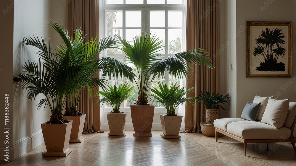 Fototapeta premium PNG Elegant indoor palm plant decor