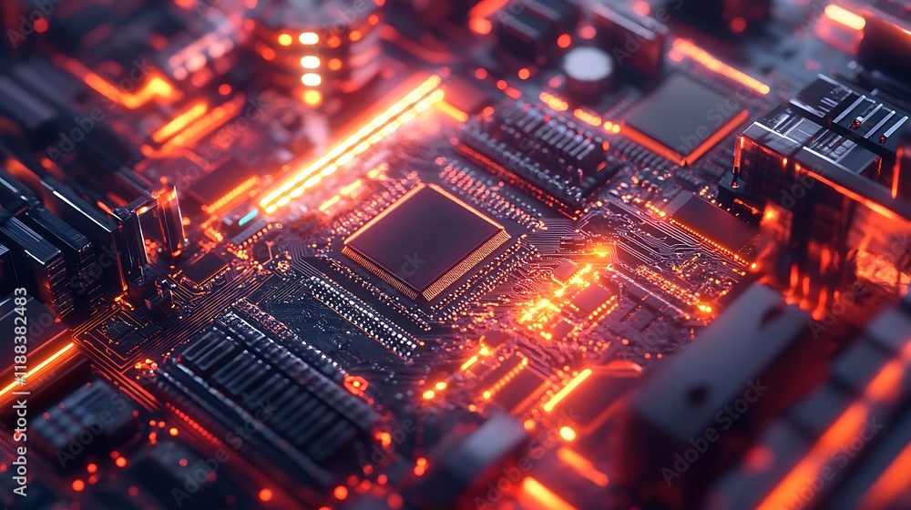 High-tech circuit board close-up digital lab technology futuristic macro High-tech circuit board close-up digital lab technology futuristic macro