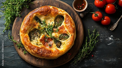 Wallpaper Mural Scrumptious Baked Pastry with Fresh Herbs Torontodigital.ca