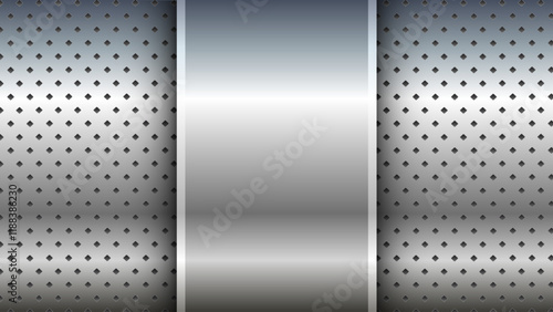 Metal background shiny silver chrome metallic with halftone dots pattern, silver polished steel texture wallpaper.