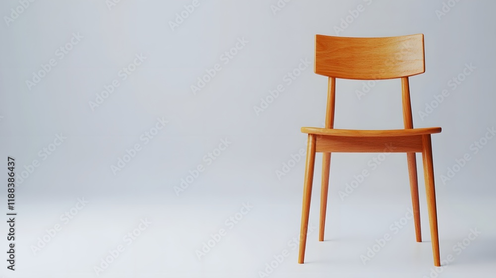 A Simple Wooden Chair Against A Plain Background A Simple Wooden Chair Against A Plain Background