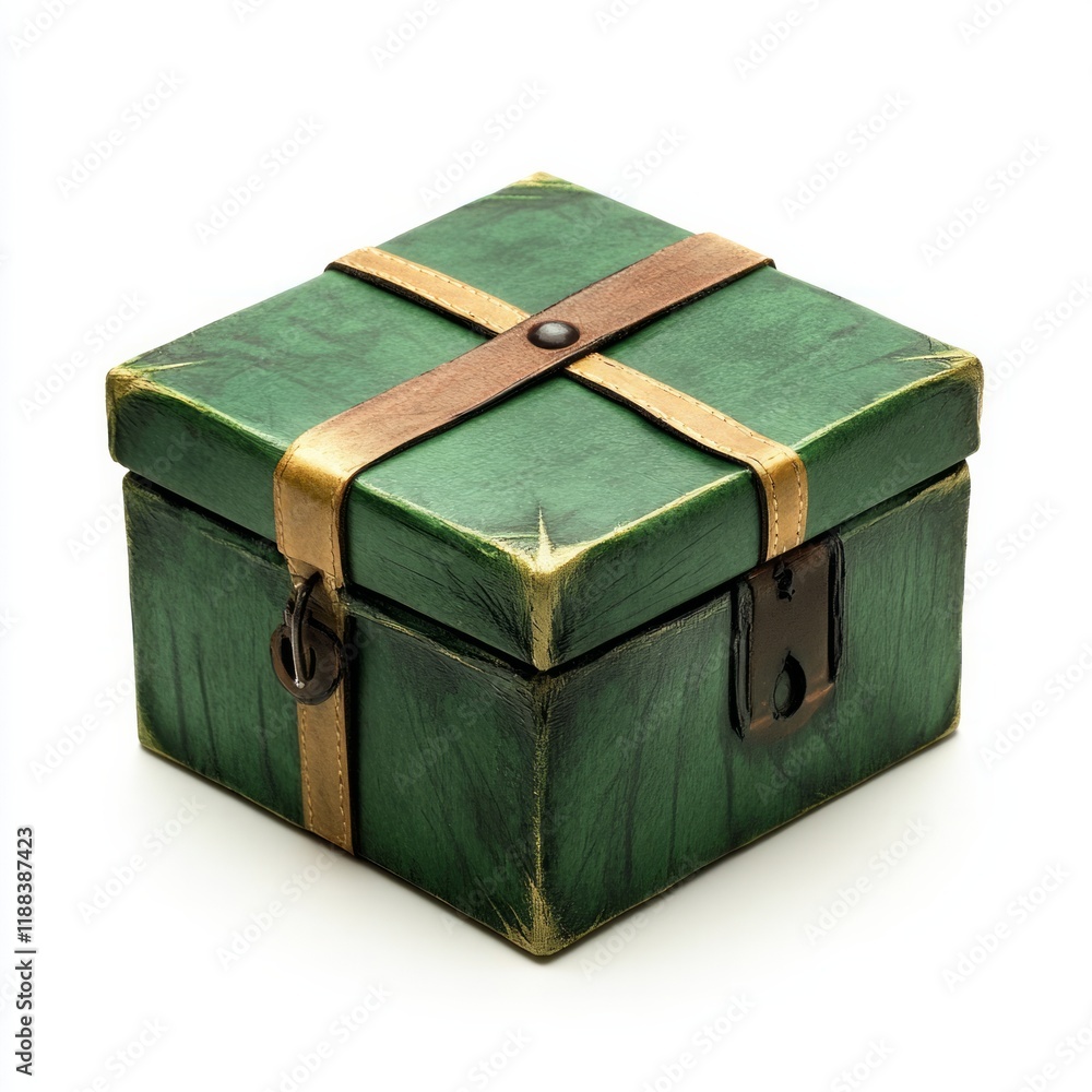 a closed green mystery box on white background a closed green mystery box on white background