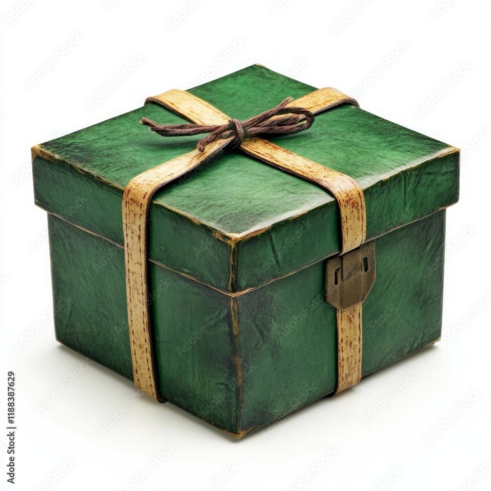 a closed green mystery box on white background a closed green mystery box on white background