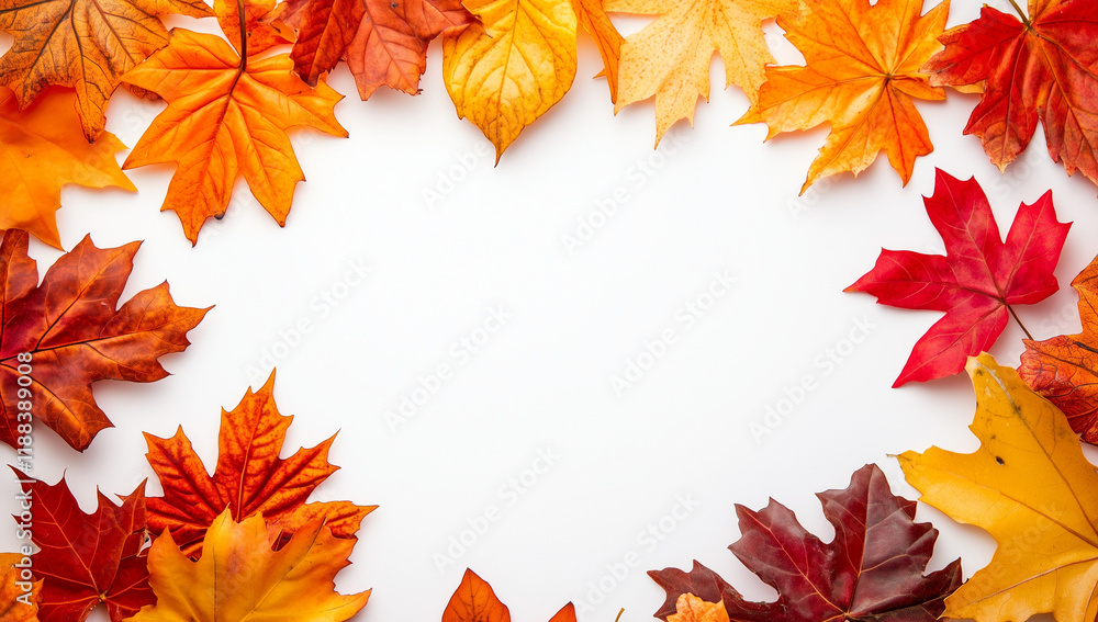 Autumn leaves falling through the air, isolated on a white background. This image could be used as a banner with a copy space area. High-resolution photography. Autumn leaves falling through the air, isolated on a white background. This image could be used as a banner with a copy space area. High-resolution photography.