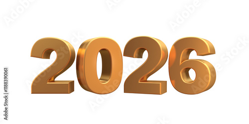 Obraz na płótnie 3D vector numbers 2026 in a gold color