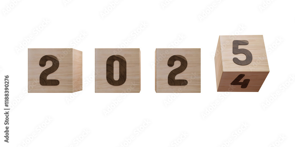 Happy new year 2025 success, investment, profit, money development, savings concept. 2025 number on wood cube blocks.3D rendering on blue background. Happy new year 2025 success, investment, profit, money development, savings concept. 2025 number on wood cube blocks.3D rendering on blue background.