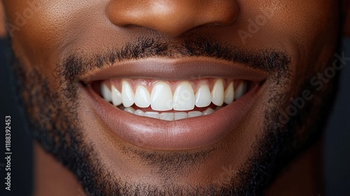 Close-up of african man's smile with perfect white teeth