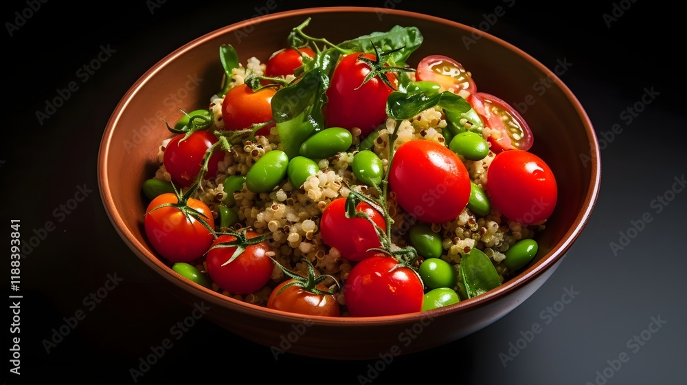 Delightful Quinoa and Edamame Salad Brimming with Roasted Cherry Tomatoes A Flavorful and Nutritious Plant Based Meal Option Delightful Quinoa and Edamame Salad Brimming with Roasted Cherry Tomatoes A Flavorful and Nutritious Plant Based Meal Option