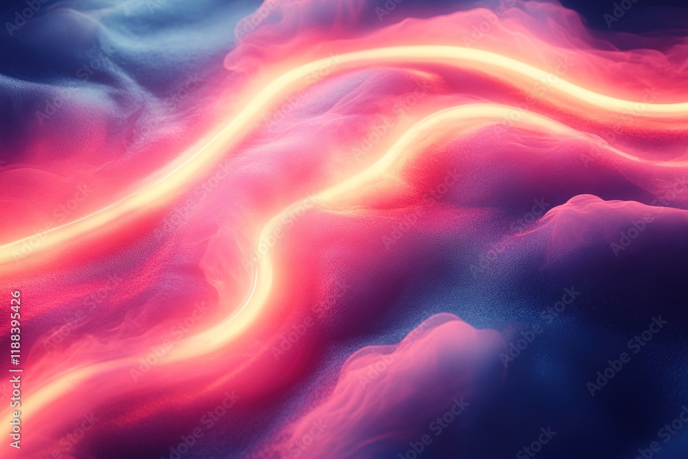 Obraz premium A vibrant, abstract representation of flowing energy with soft gradients and glowing lines.