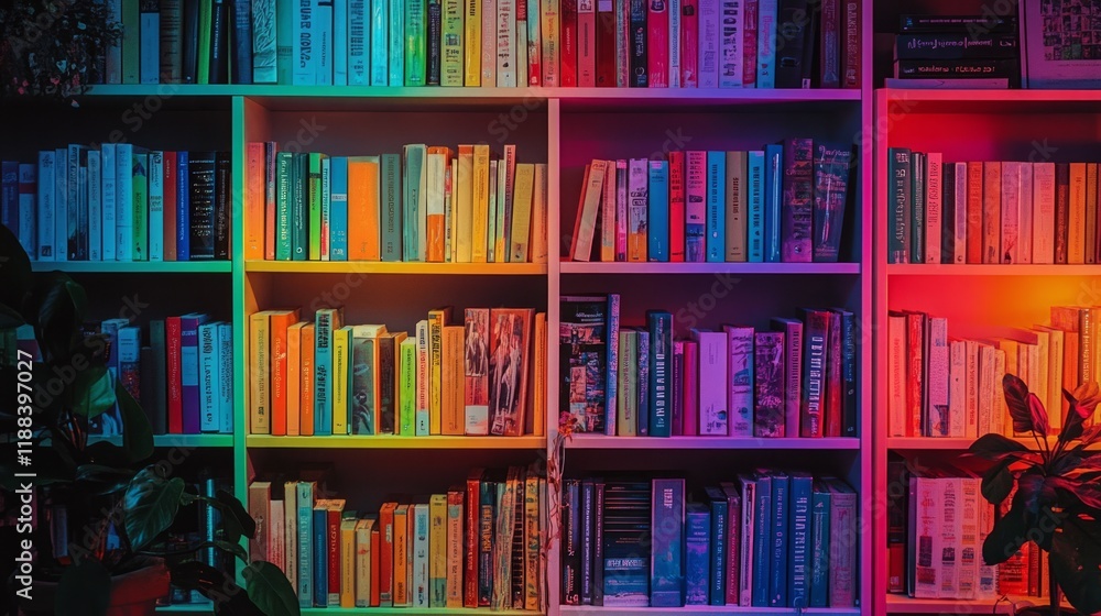 vibrant colorful bookshelf vibrant colorful bookshelf