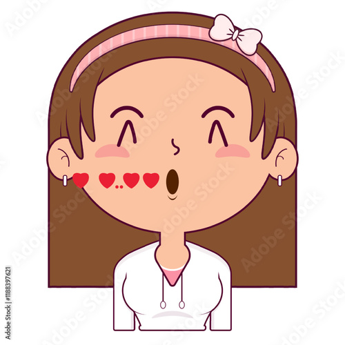 girl whistling love face cartoon cute