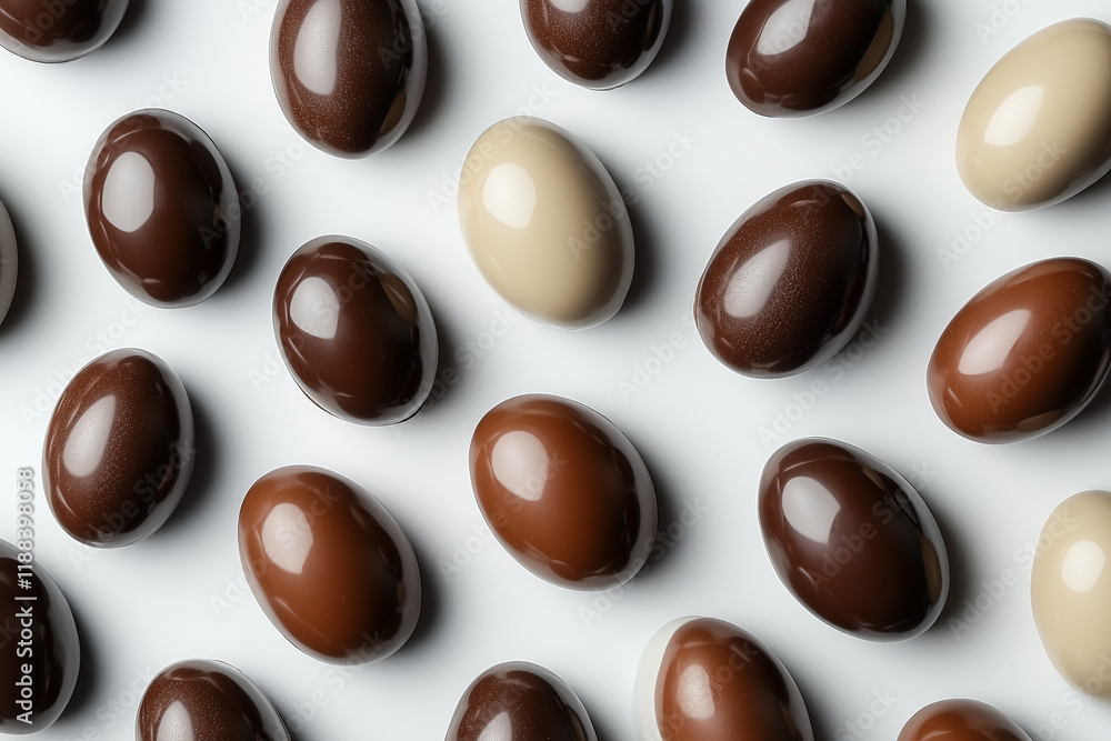 Fototapeta premium Assorted chocolate eggs on white background