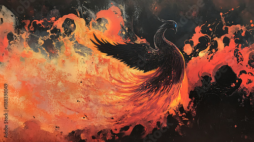 A phoenix rising from glowing ashes feedbac photo