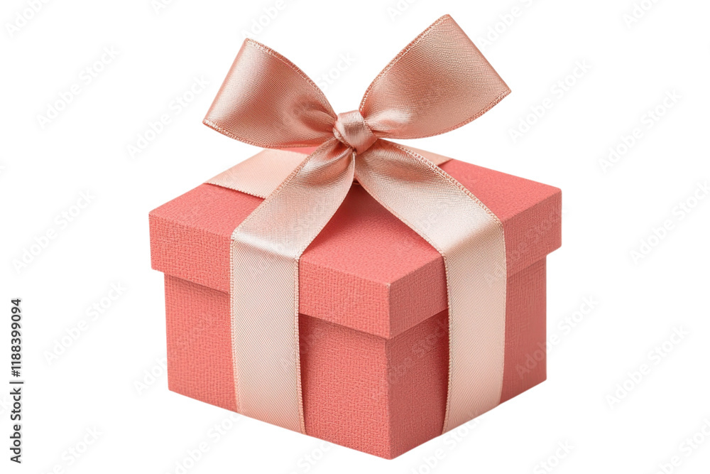 Fototapeta premium small pink gift box tied with satin ribbon, perfect for celebrations