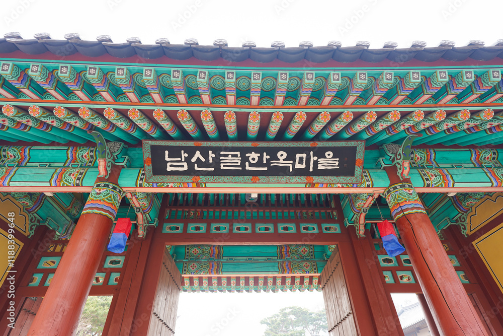 Beautiful traditional Korean wooden architecture, showcasing the elegance of Hanok style buildings. Beautiful traditional Korean wooden architecture, showcasing the elegance of Hanok style buildings.