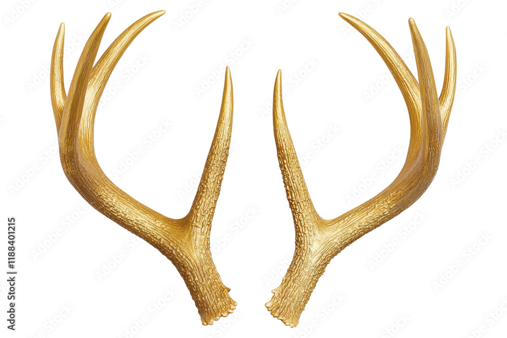 Fototapeta premium Golden deer antlers with intricate texture and symmetrical design