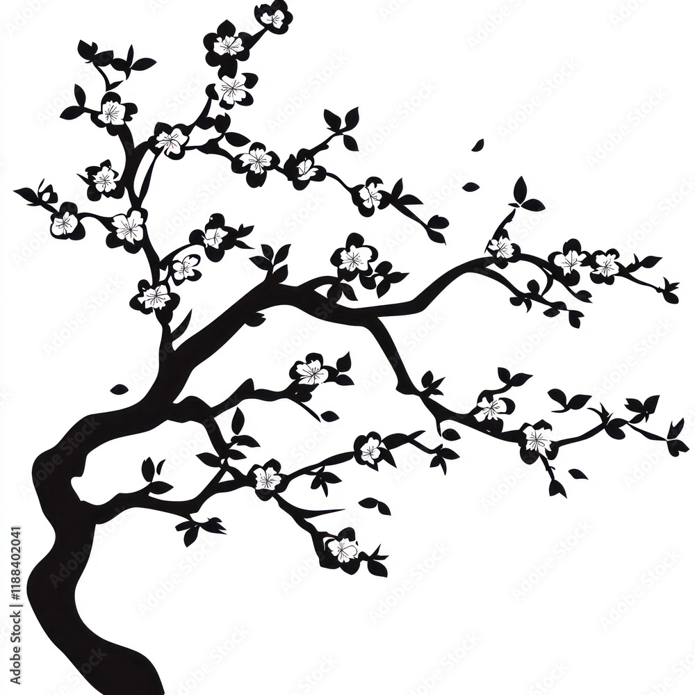 Fototapeta premium silhouette of a tree on white