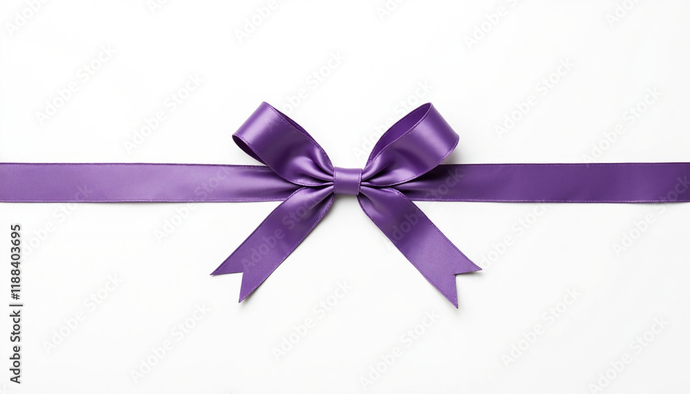 Purple ribbon bow on a white background Purple ribbon bow on a white background