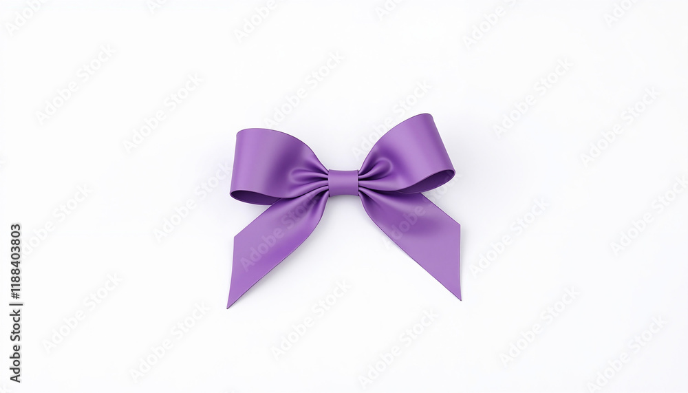 Fototapeta premium Purple ribbon bow on white background
