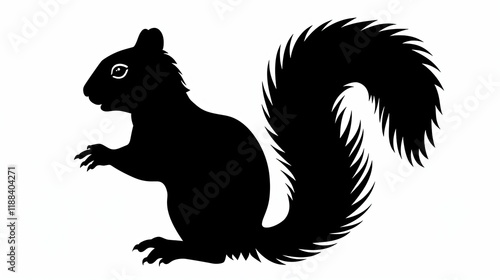 A silhouette of a squirrel, showcasing its distinctive shape and bushy tail.