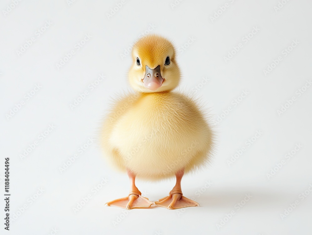 Fluffy yellow duckling, studio shot, white background, cute pet. Fluffy yellow duckling, studio shot, white background, cute pet.