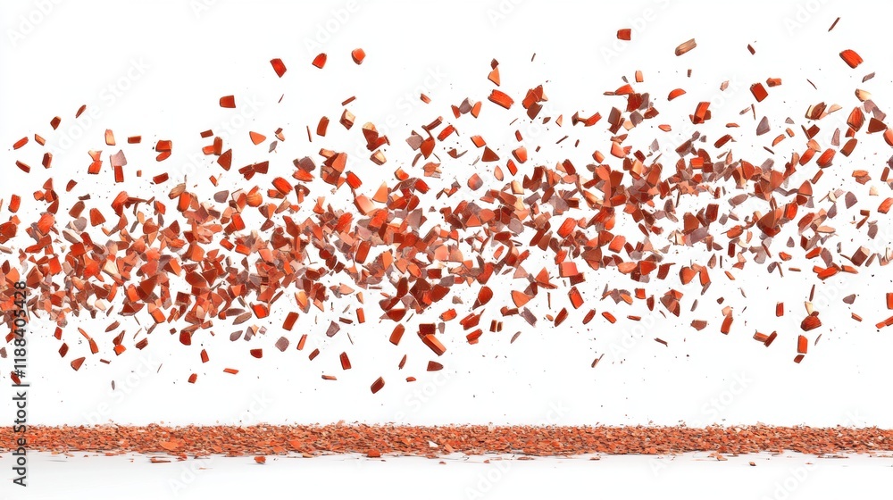 Obraz premium Vibrant Red and Orange Particles in Motion Against White Background