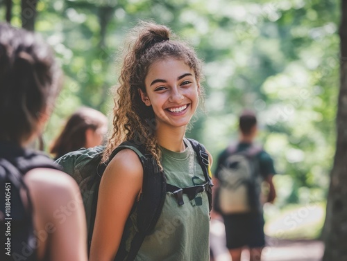 Enthusiastic teenage campers participate in dynamic summer camp activities while experienced counselors guide outdoor sports training sessions during sunny morning recreation program