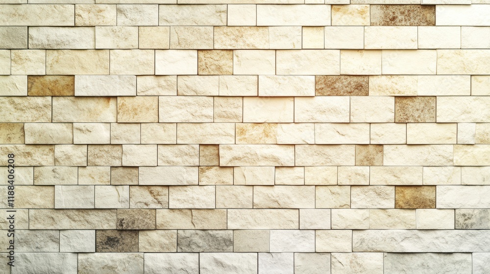 Fototapeta premium Textured Beige Stone Wall with Varied Patterns and Tones