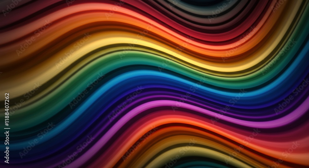 Rainbow Waves Abstract: Vibrant, flowing stripes of color create a mesmerizing abstract design, reminiscent of a rainbow's spectrum. The smooth, curved lines evoke a sense of movement and energy. Rainbow Waves Abstract: Vibrant, flowing stripes of color create a mesmerizing abstract design, reminiscent of a rainbow's spectrum. The smooth, curved lines evoke a sense of movement and energy.