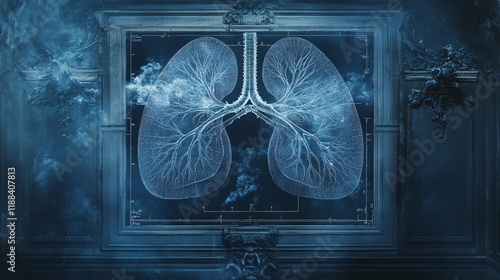 Detailed Illustration of Lungs with Artistic Background and Design photo