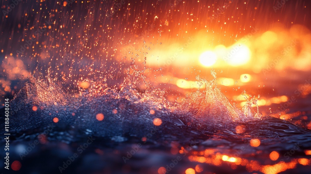 Captivating Splashes in Water During Stunning Sunset Glow Captivating Splashes in Water During Stunning Sunset Glow