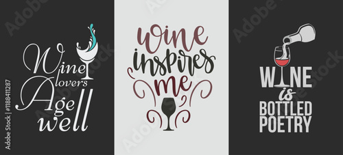 Wine-Inspired Typography Vector Illustration T-Shirt Design Bundle