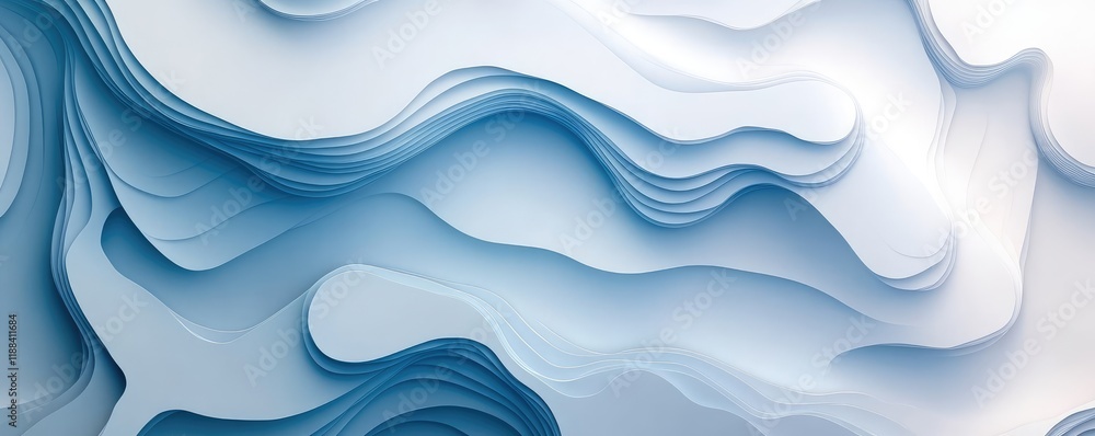 Fototapeta premium Abstract blue and white gradient waves