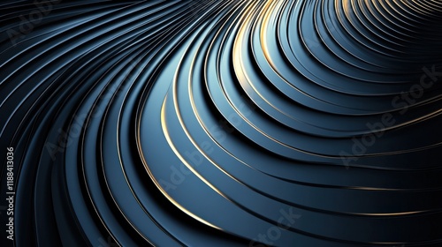 Contemporary business presentation background featuring dynamic metallic abstract design with innovative circular pattern and gradient lighting