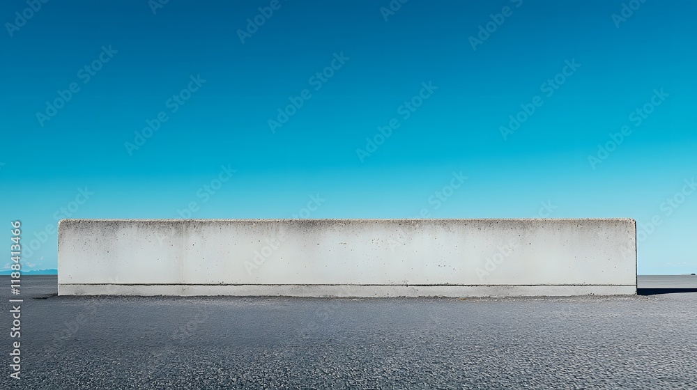 Concrete Wall Against Blue Sky Minimalist Scene Concrete Wall Against Blue Sky Minimalist Scene