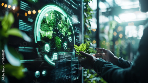 Corporate leaders presenting eco-friendly ai generated project at enhancedsr sustainable technology demonstration