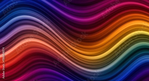 Wallpaper Mural Abstract Rainbow Wave: A vibrant and mesmerizing abstract background featuring smooth, flowing waves in a spectrum of rainbow colors, creating a dynamic and visually captivating display of energy.   Torontodigital.ca