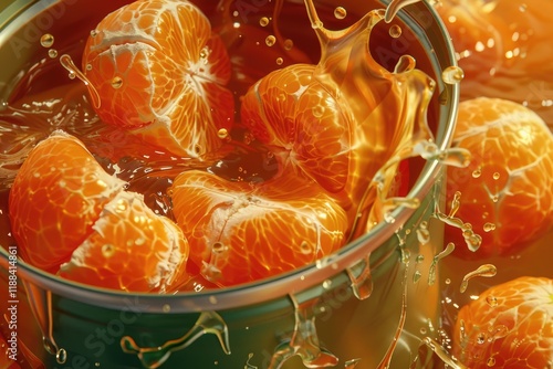 High Detail Picture of Open Can of Mandarins in Light Syrup photo