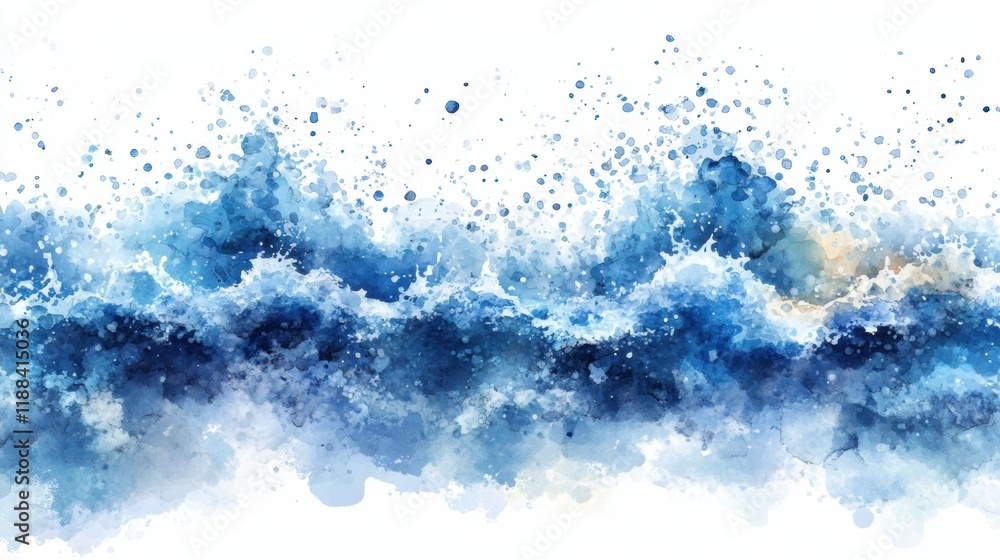 Abstract Blue Water Splash with Artistic Brush Strokes and Splashes Abstract Blue Water Splash with Artistic Brush Strokes and Splashes