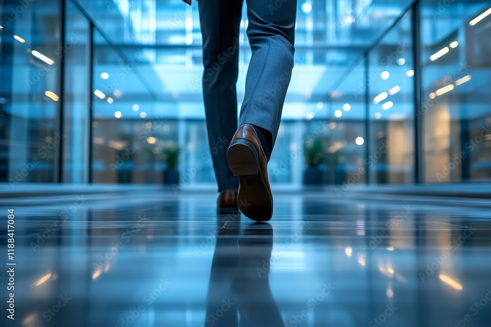 close up of back view of man walking in office building close up of back view of man walking in office building