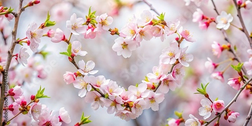Valentine's Day: Heart-Shaped Sakura Twigs & White Bushes - Botanical Photography