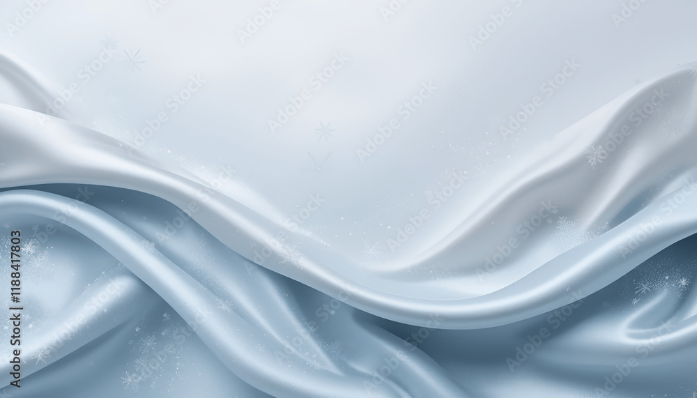 Fototapeta premium Light silver silk fabric texture with soft flowing folds and smooth shine.