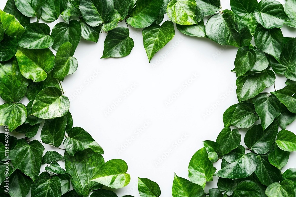 white background with lots of green leaves arranged in the shape of a heart. white background with lots of green leaves arranged in the shape of a heart.