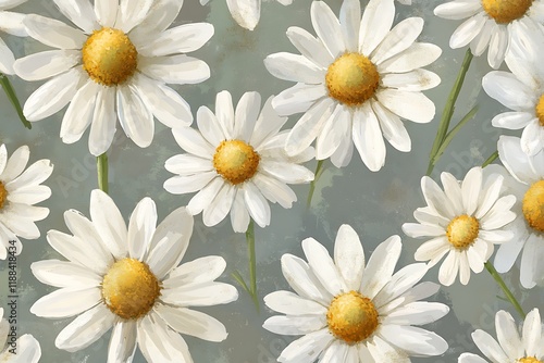 Seamless White Daisy Grunge Pattern for Decorative Design