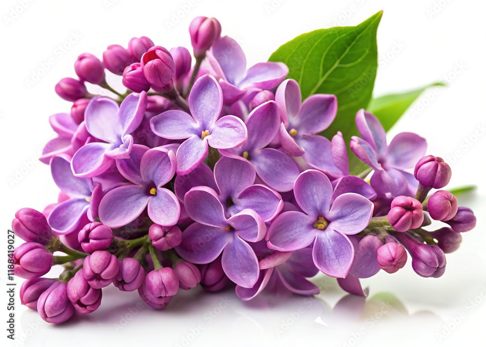 Vibrant Lilac Blossoms Isolated on White, Spring Flower Photography Vibrant Lilac Blossoms Isolated on White, Spring Flower Photography