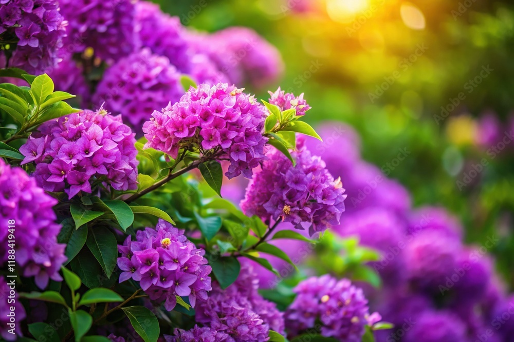 Obraz premium Vibrant Purple Bush Close-Up: Lush Garden Flowers
